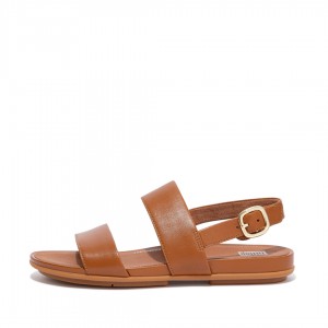 Women's Fitflop Gracie Leather Back-Strap Sandals Brown | CA-6071489-GC