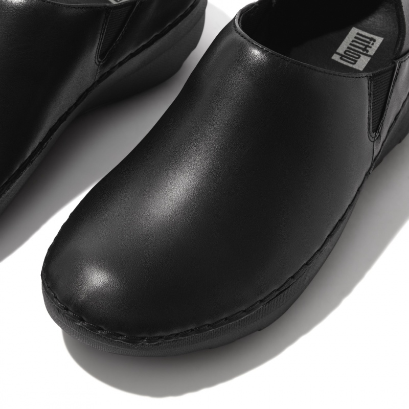Women's Fitflop Super Loafer Work Shoes Slip Ons Black | CA-6127943-FG