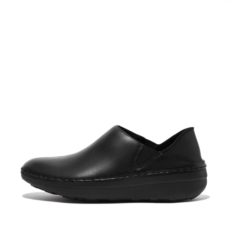 Women\'s Fitflop Super Loafer Work Shoes Slip Ons Black | CA-6127943-FG